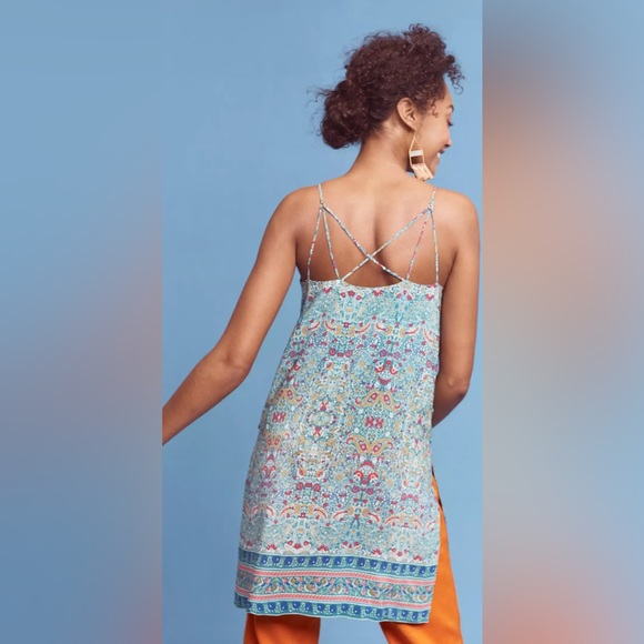 Anthropologie Maeve Merit Tunic‎ size 6 strappy silk boho - Picture 2 of 10